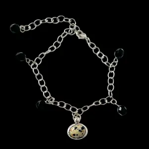 [ black amber ] motif charm bracelet silver [ free size ]