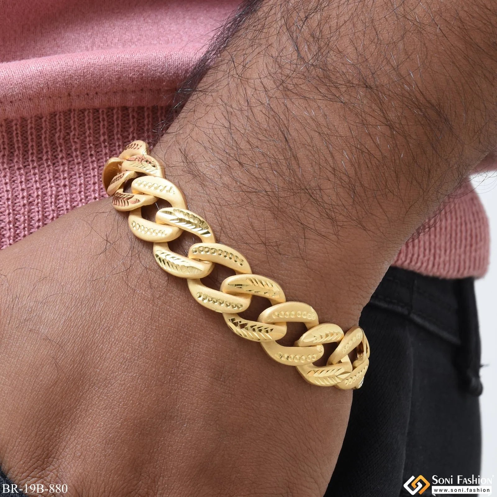 1 Gram Gold Forming Pokal Best Quality Durable Design Bracelet for Men - Style B880