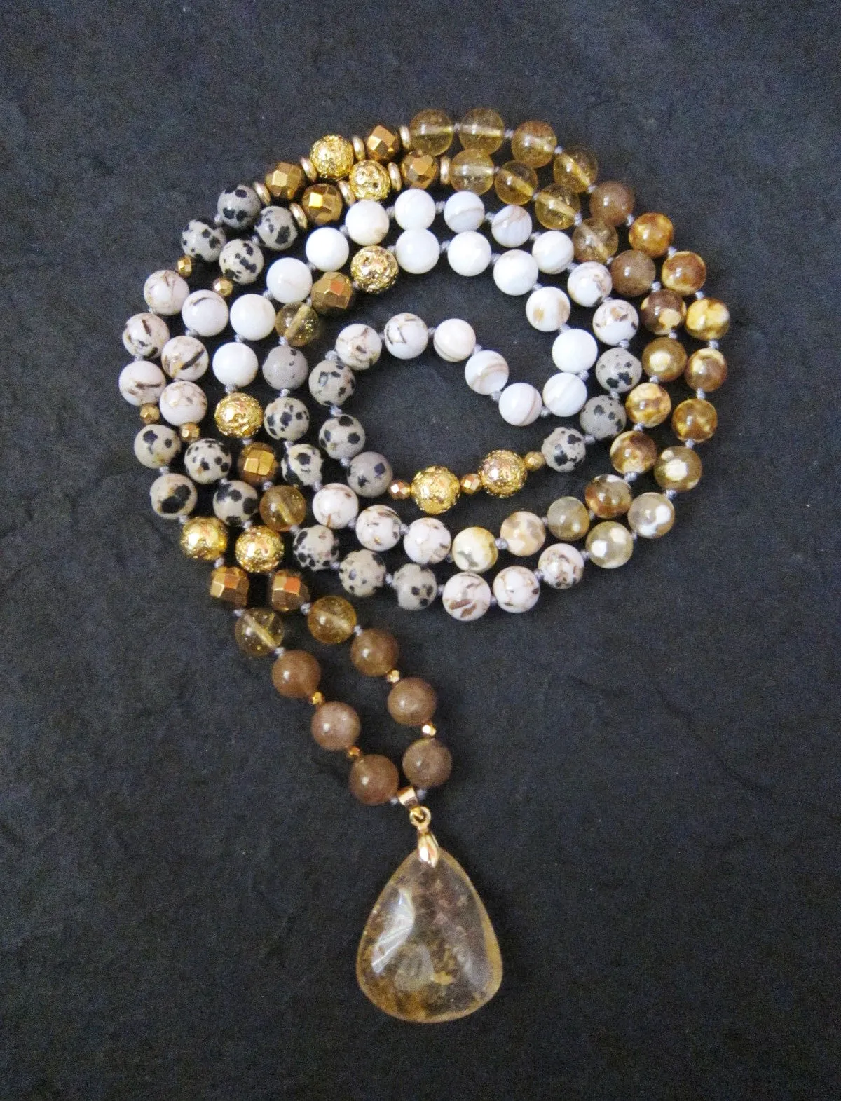 108 Inner Glow Citrine Quartz Mala Beaded Necklace - Limited Edition