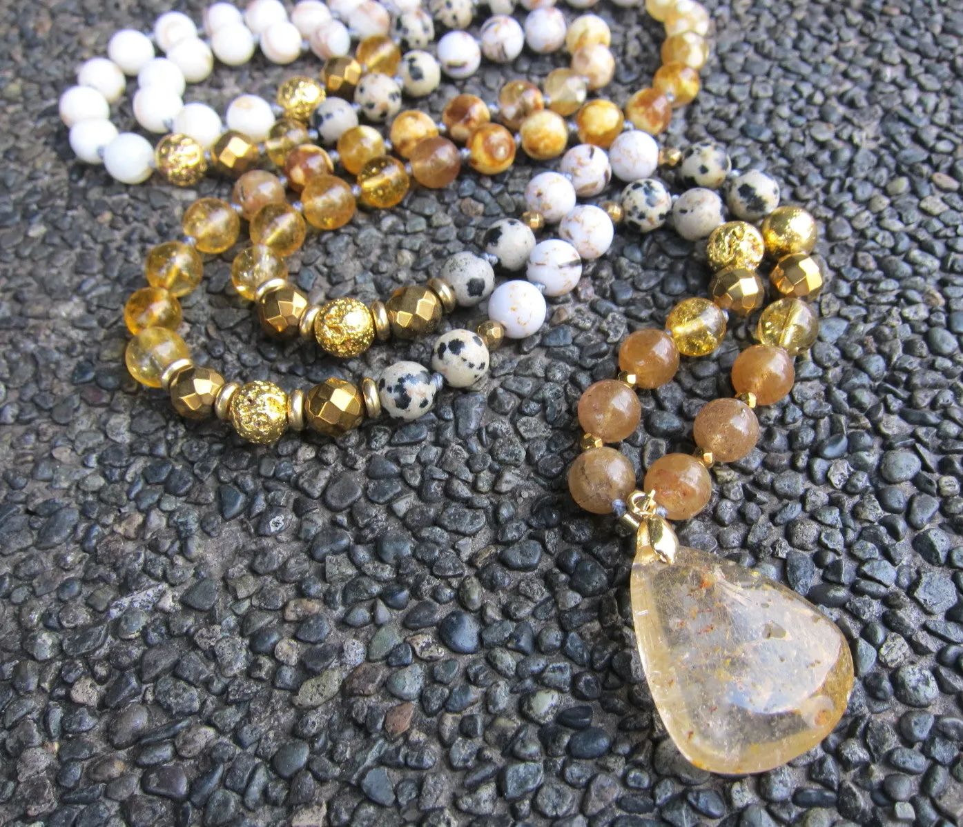 108 Inner Glow Citrine Quartz Mala Beaded Necklace - Limited Edition