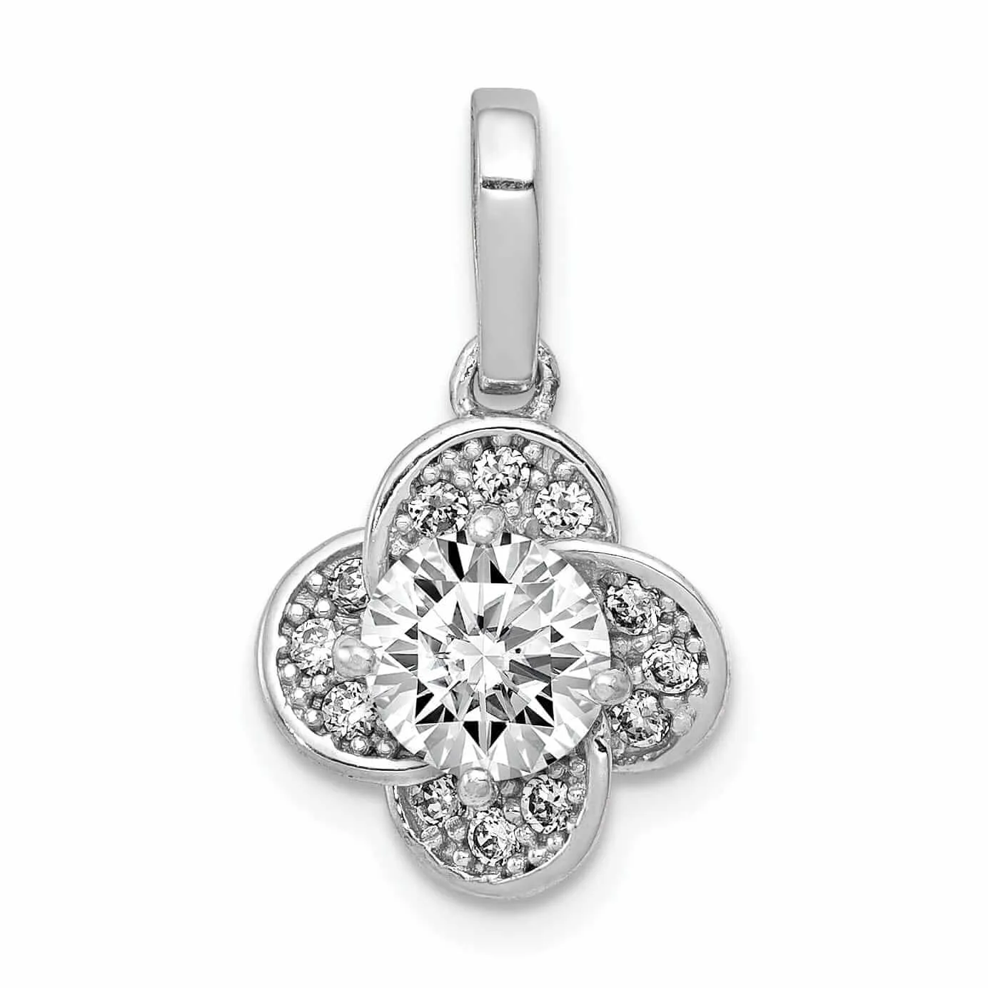 10K White Gold Tiara Collection C.Z Pendant