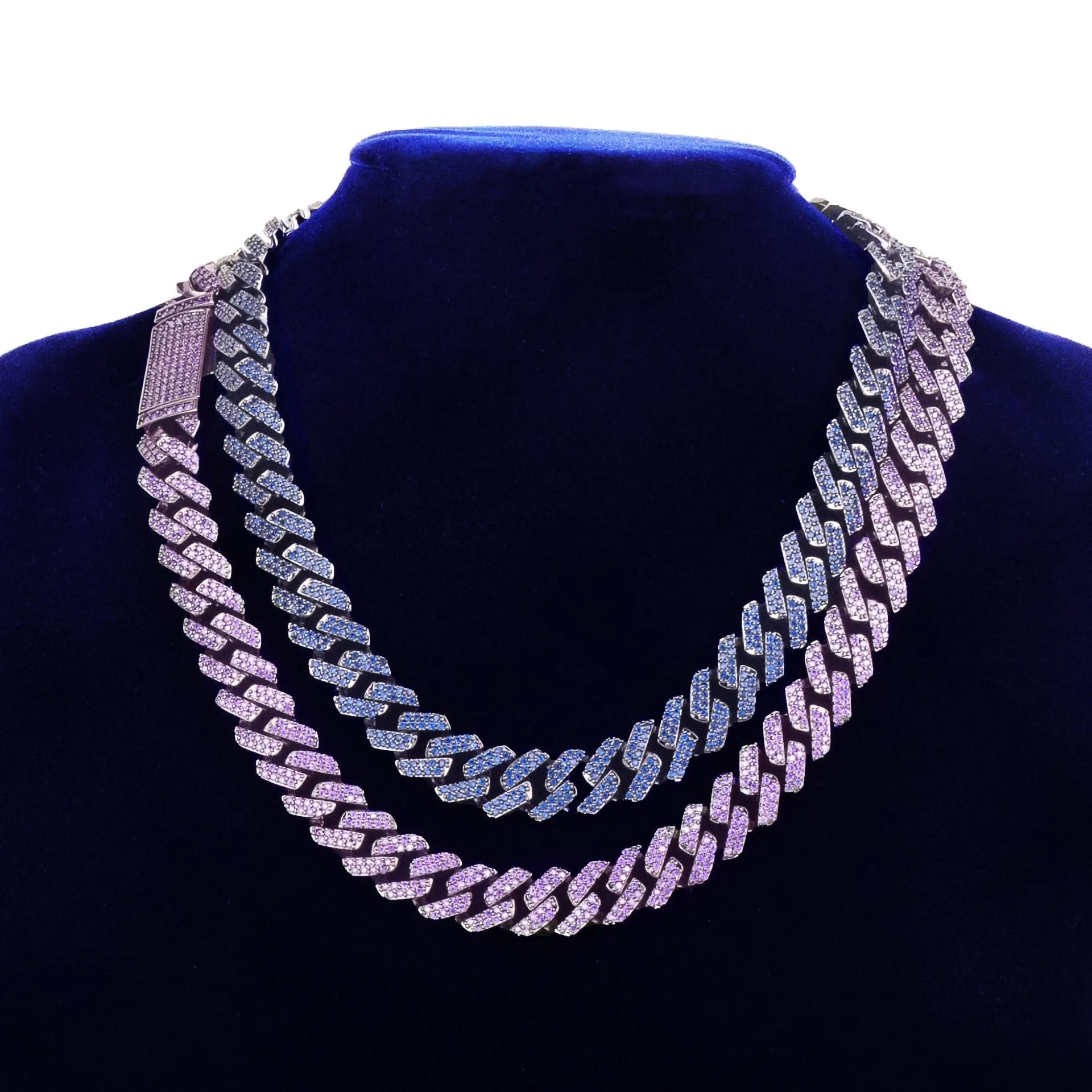 10MM Purple Zirconia Cuban Necklace