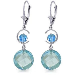 11.6 Carat 14K Solid White Gold Silence Of Love Blue Topaz Earrings