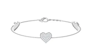 1.25 CT Cubic Zirconia Station Chain Heart Bracelet in Gold