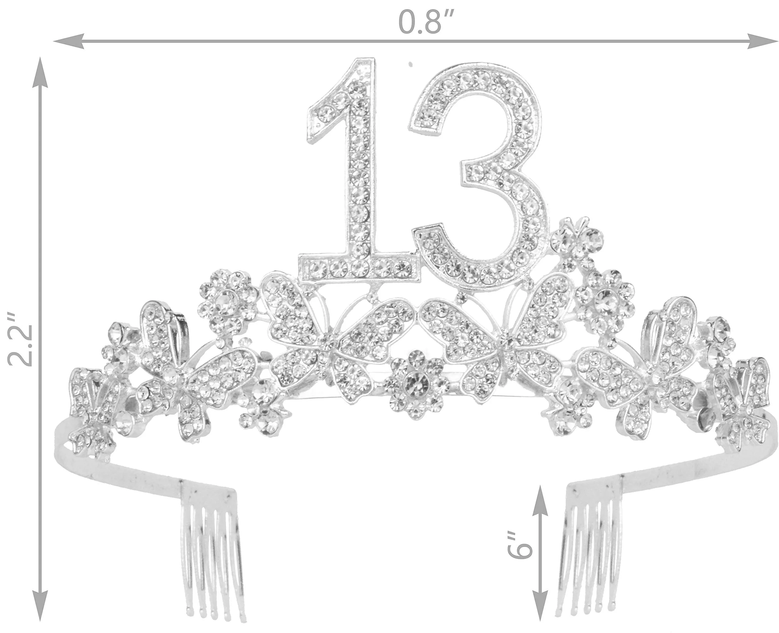 13th Birthday Gifts, 13th Birthday Decorations Party Supplies, Silver 13th Birthday Tiara