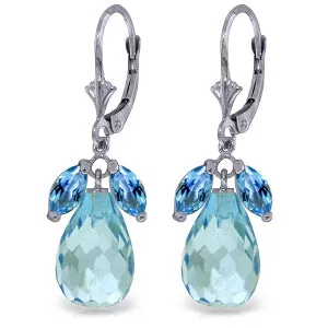 14.4 Carat 14K Solid White Gold Attached Blue Topaz Earrings