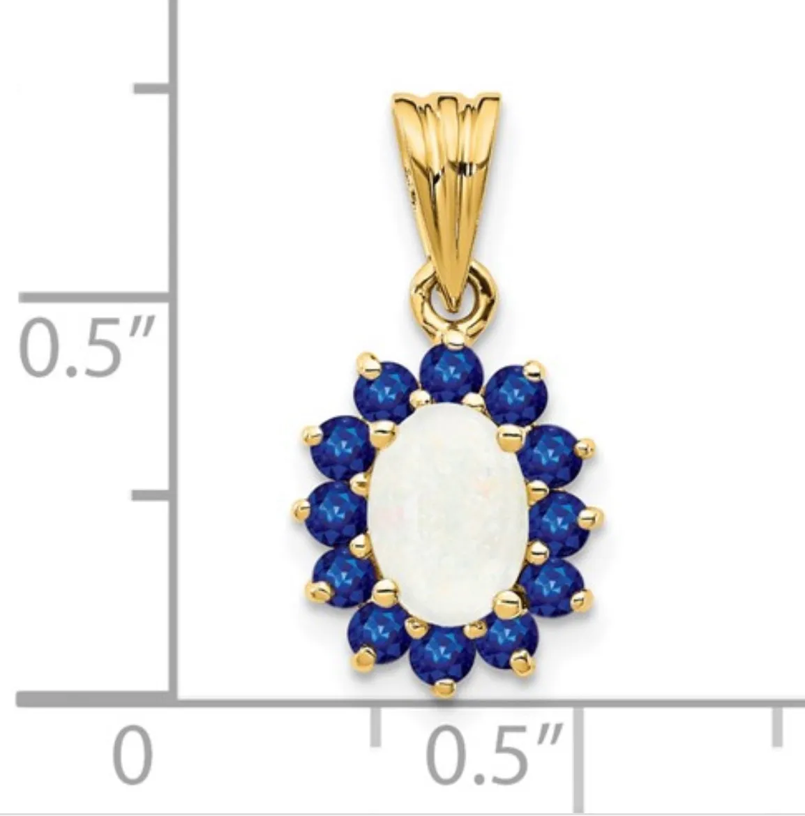 14k Genuine Opal and Sapphire Pendant