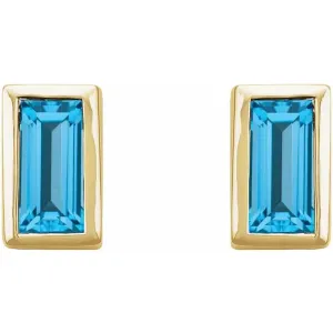 14K Gold 0.28 CTW London Blue Topaz Bezel-Set Earrings