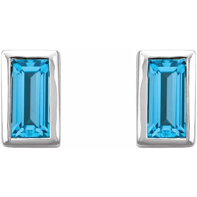 14K Gold 0.28 CTW London Blue Topaz Bezel-Set Earrings