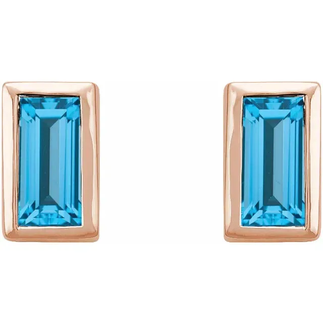 14K Gold 0.28 CTW London Blue Topaz Bezel-Set Earrings