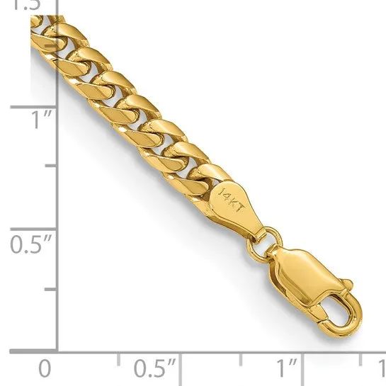 14k Gold 4.3mm Solid Miami Cuban Chain Bracelet