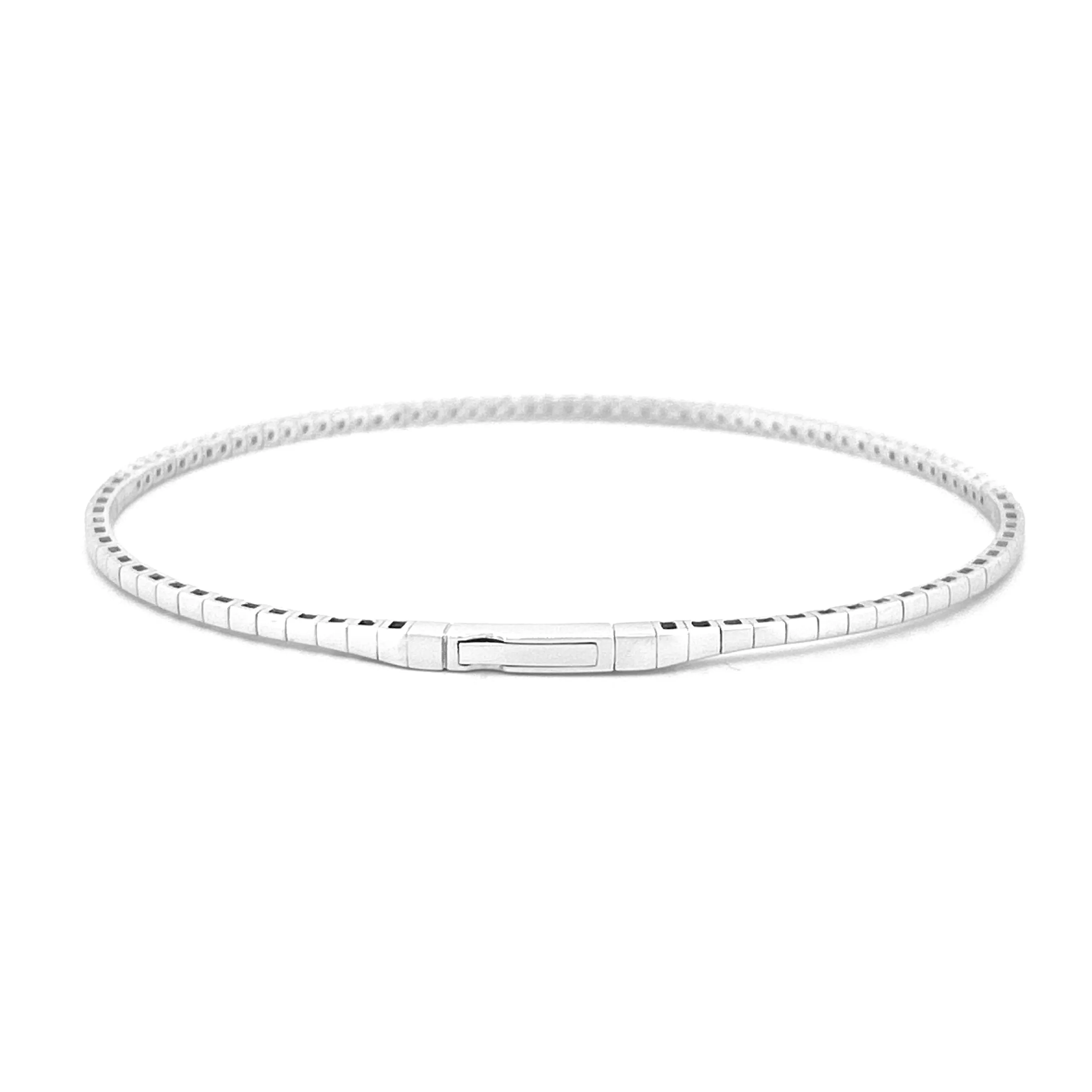 14K Gold Alternating Prong and Diamond Flexible Bangle