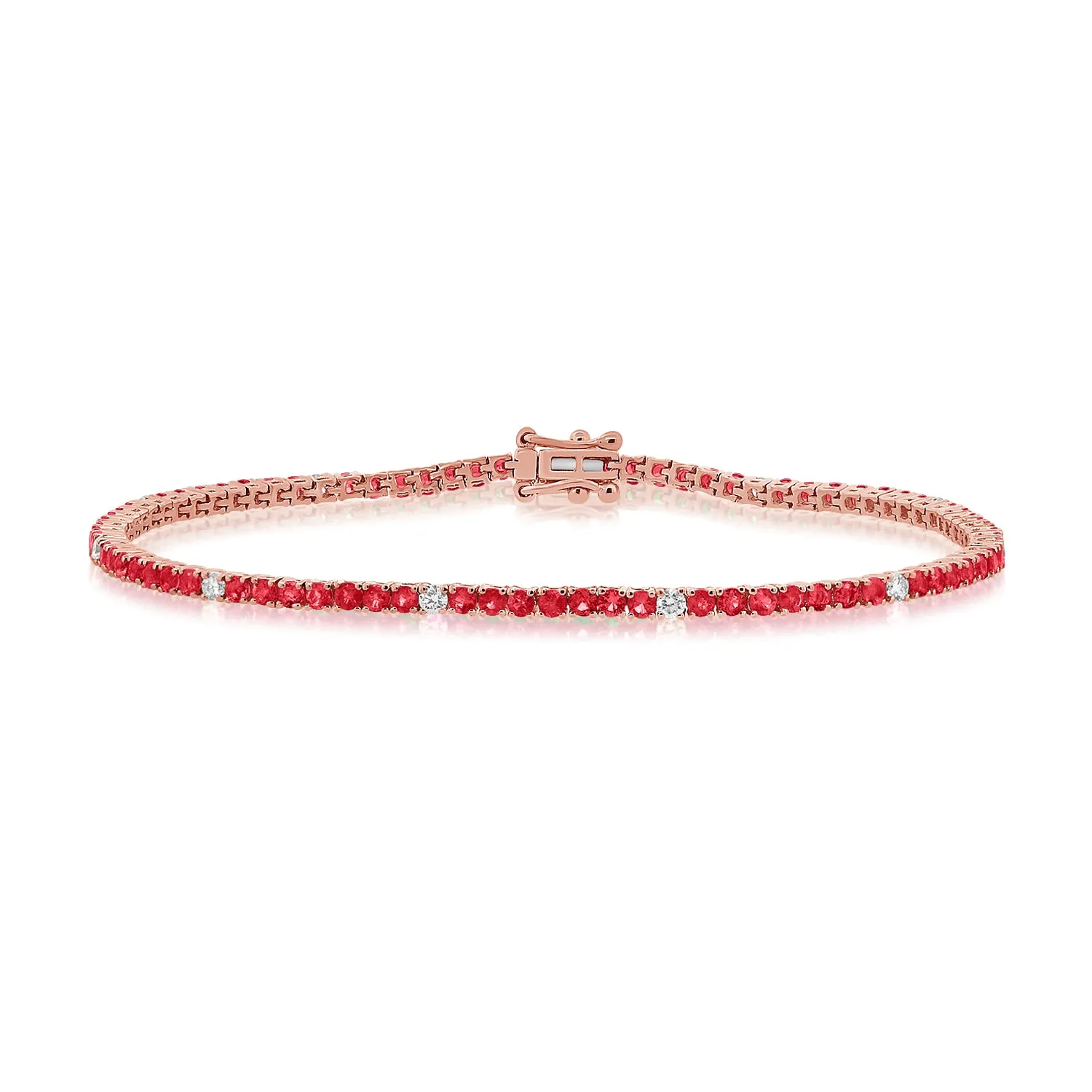 14k Gold, Ruby & Diamond Tennis Bracelet