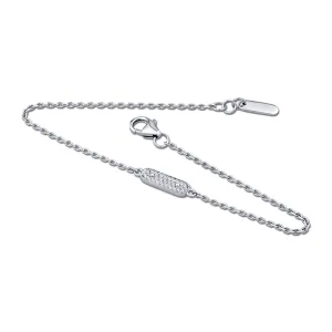 14K White Gold 0.08ct. Diamond Mini Bar Chain Bracelet