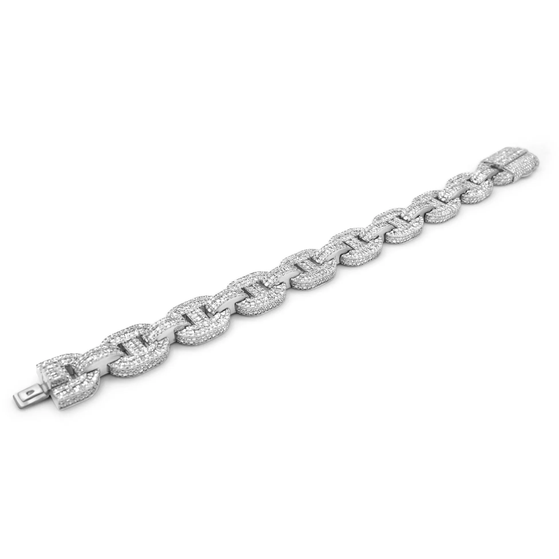 14k Yellow Gold Baguette & Round Diamond Mariner Link 18.25ct