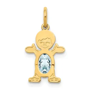 14k Yellow Gold Boy Oval Genuine Aquamarine