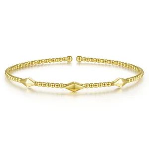 14K Yellow Gold Bujukan Pyramid Stations Bangle