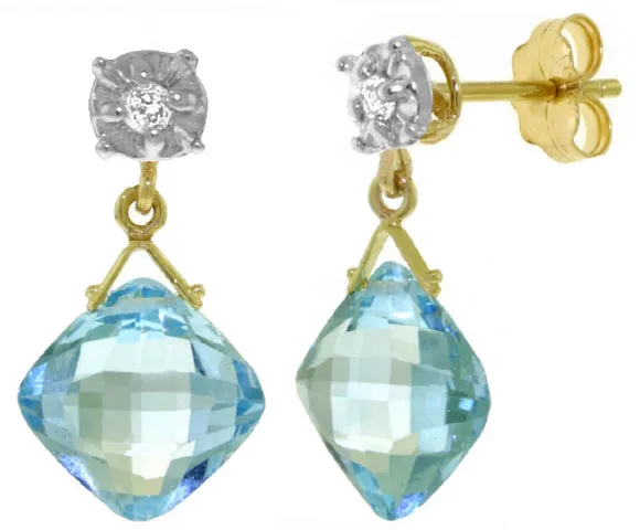 17.56 Carat 14K Solid White Gold Get It Started Blue Topaz Diamond Earings