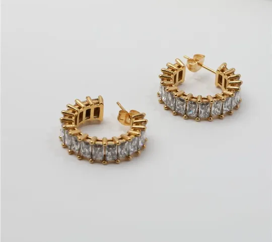 18K Gold-Filled Cubic Zircon Hoop Earrings