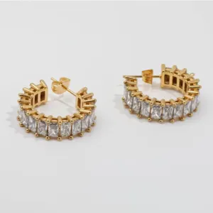 18K Gold-Filled Cubic Zircon Hoop Earrings