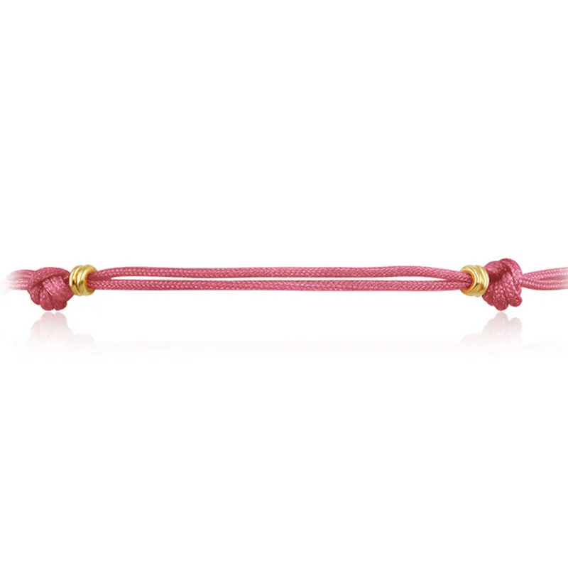 18k Gold Pink Tassel Bracelet with Gold Beads