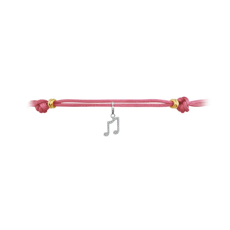 18k Gold Pink Tassel Bracelet with Gold Beads