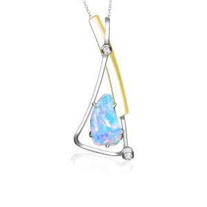 18kt Yellow and White Gold Crystal Opal 4.9ct and 0.2ct Diamonds