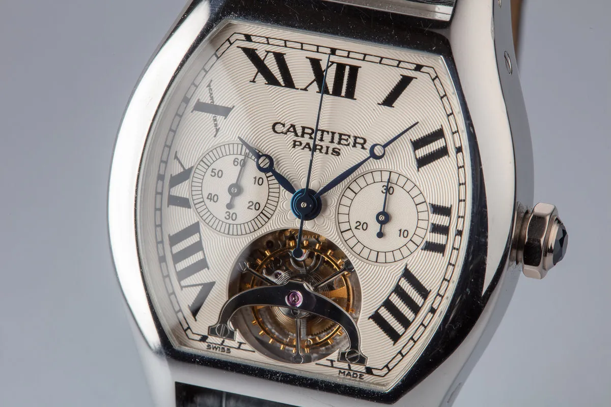 1996 Platinum Cartier Tortue XL Tourbillon Chronograph Mono Pusher No.18/40 with Box