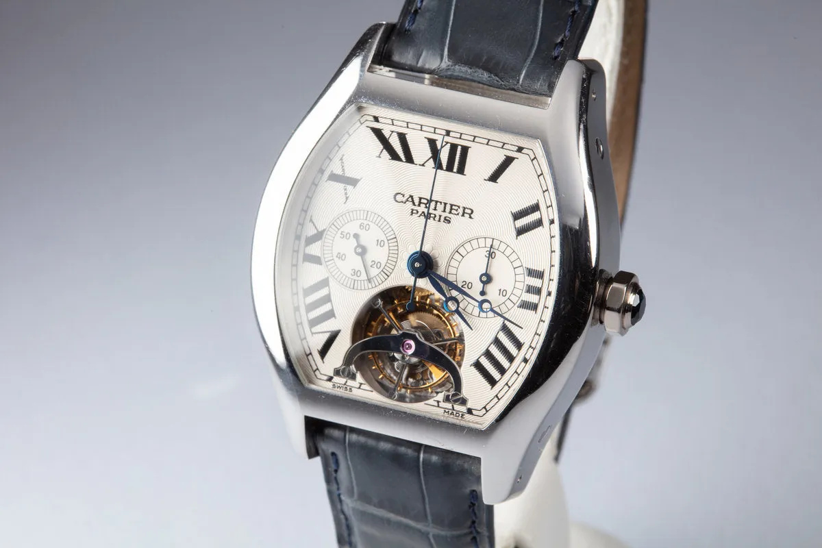 1996 Platinum Cartier Tortue XL Tourbillon Chronograph Mono Pusher No.18/40 with Box