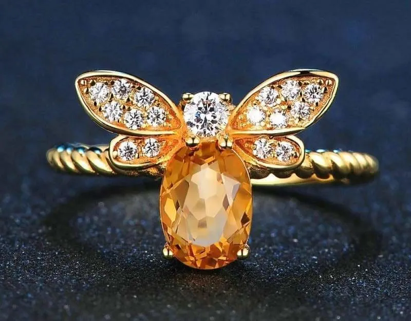 1ct Natural Oval Citrine Silver Ring