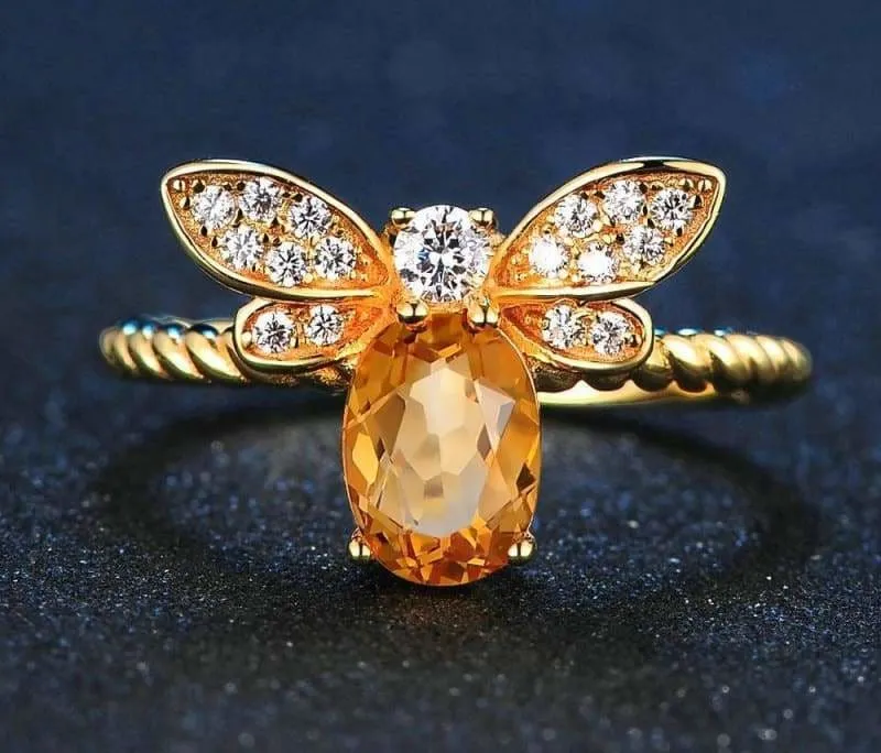 1ct Natural Oval Citrine Silver Ring