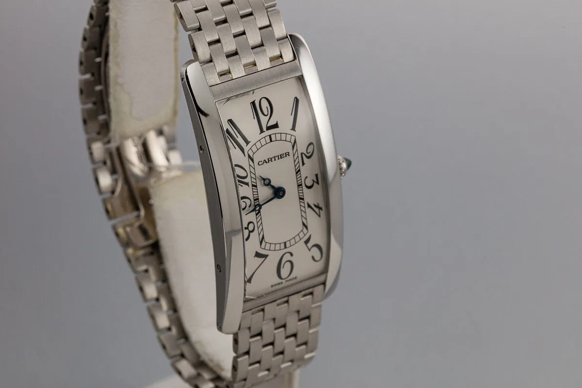 2005 Cartier Platinum Tank Cintrée 2843 with Box and Papers