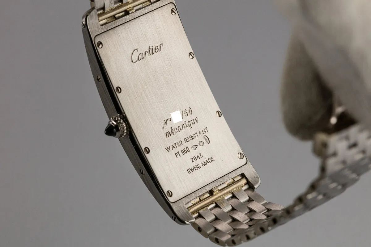 2005 Cartier Platinum Tank Cintrée 2843 with Box and Papers