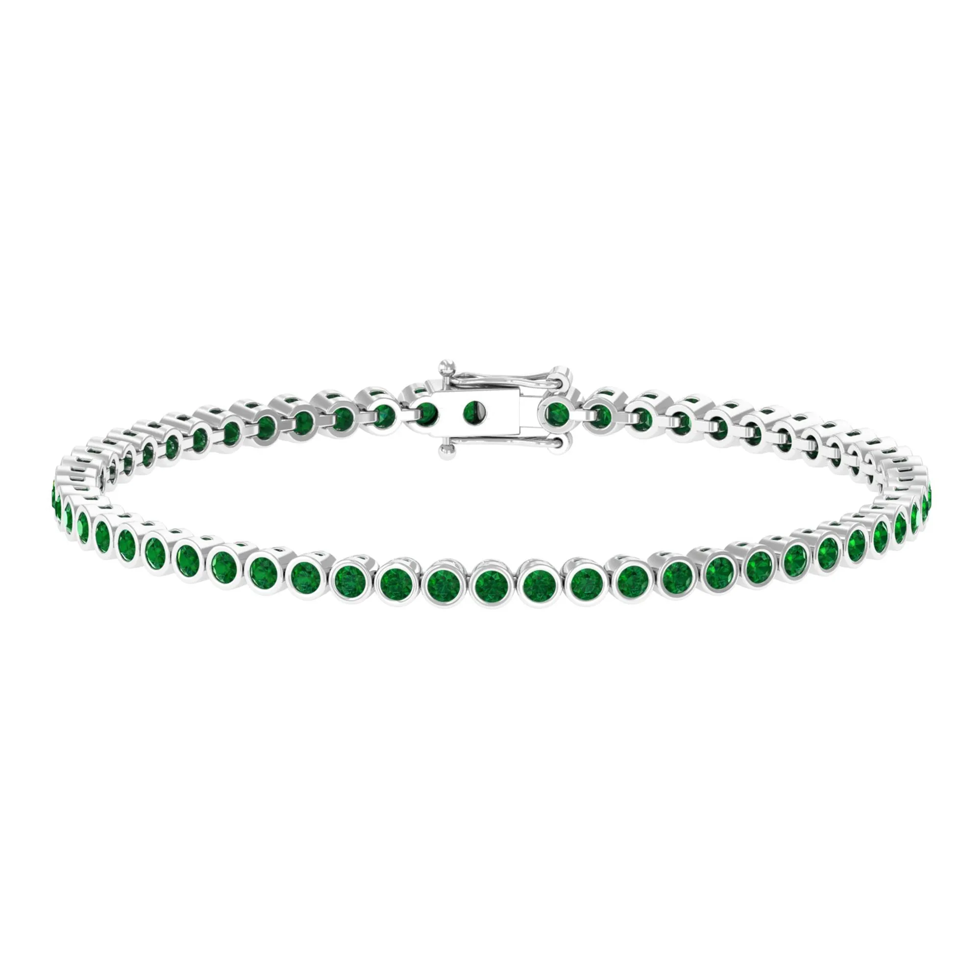 2.25 CT Tennis Bracelet for Women with Bezel Set Created Emerald