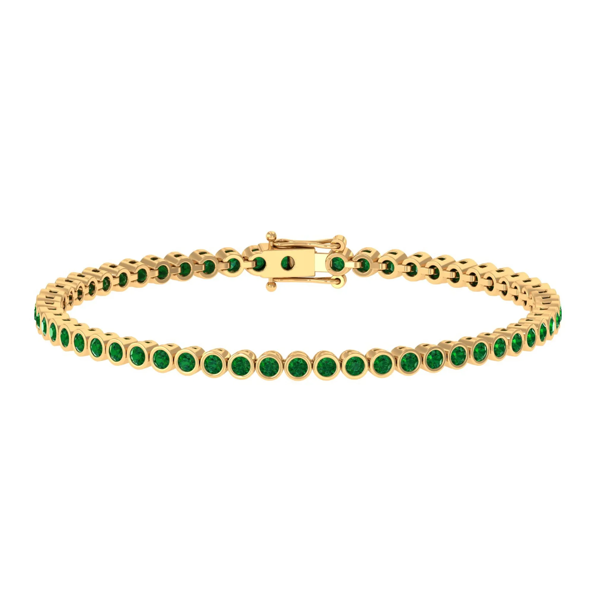 2.25 CT Tennis Bracelet for Women with Bezel Set Created Emerald