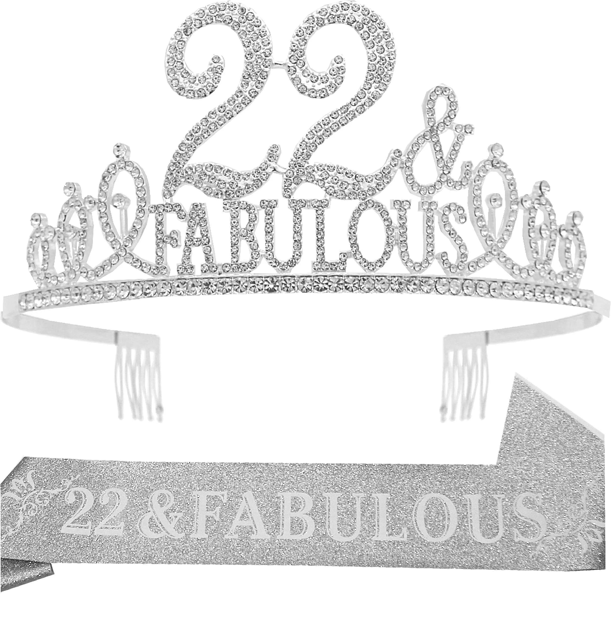 22nd Birthday Gifts for Women, 22nd Birthday Crown and Sash for Women, 22nd Birthday