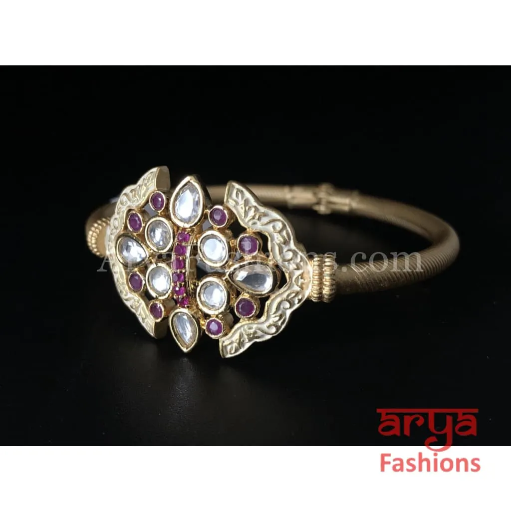 2.6 Ivory Meenakari Kundan Flower Bracelet