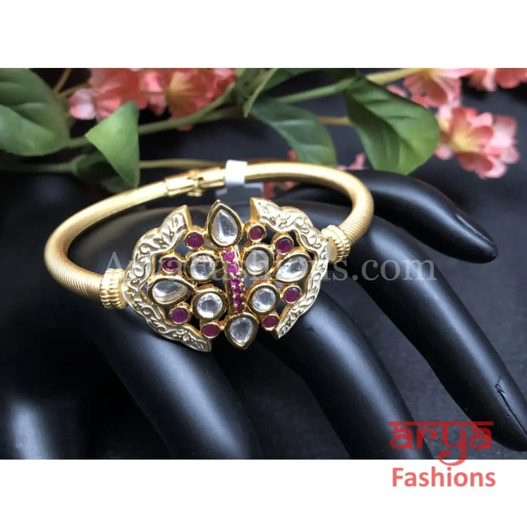 2.6 Ivory Meenakari Kundan Flower Bracelet