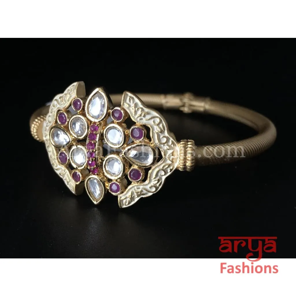 2.6 Ivory Meenakari Kundan Flower Bracelet