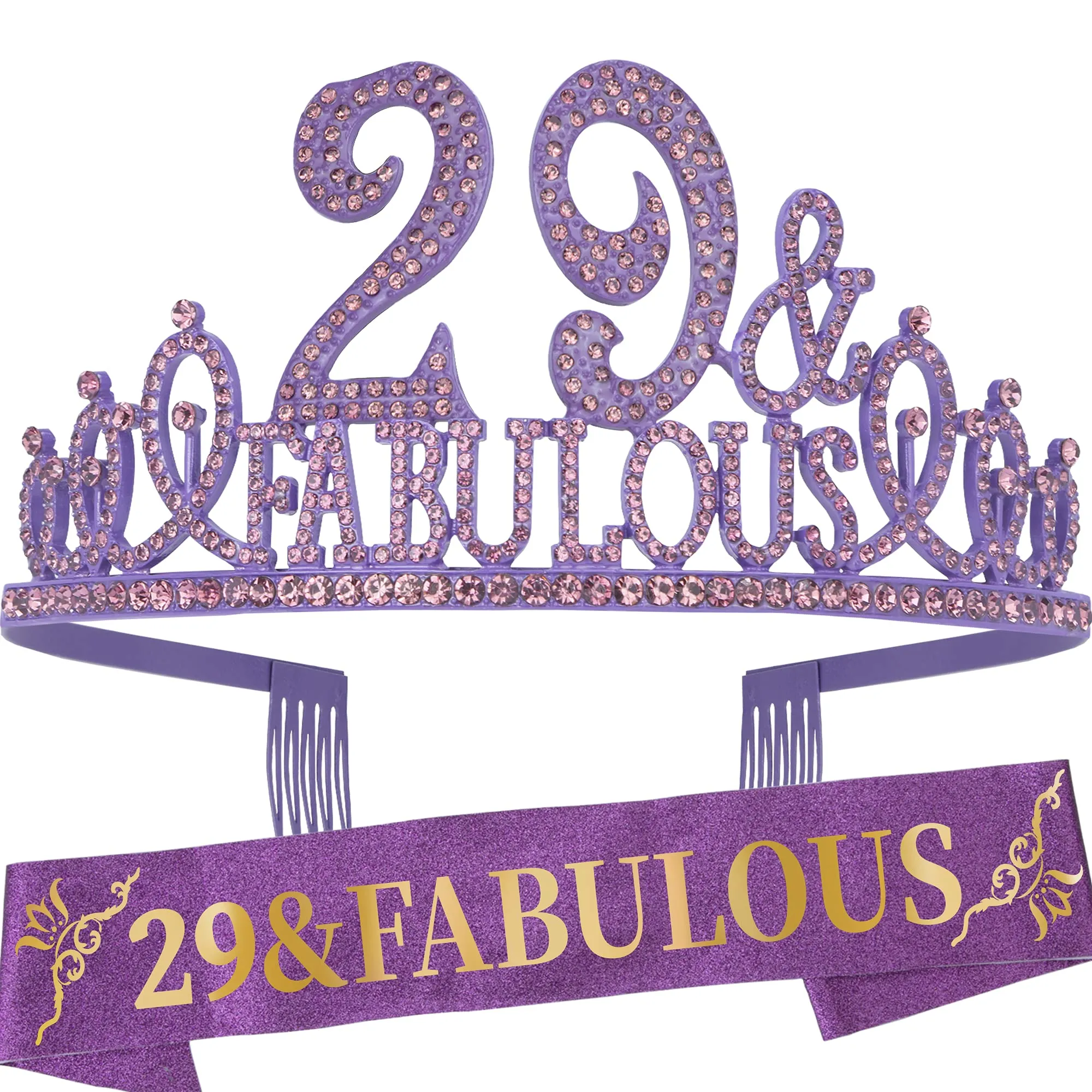 29th Birthday Gifts for Women, 29th Birthday Crown and Sash for Women, 29th Birthday