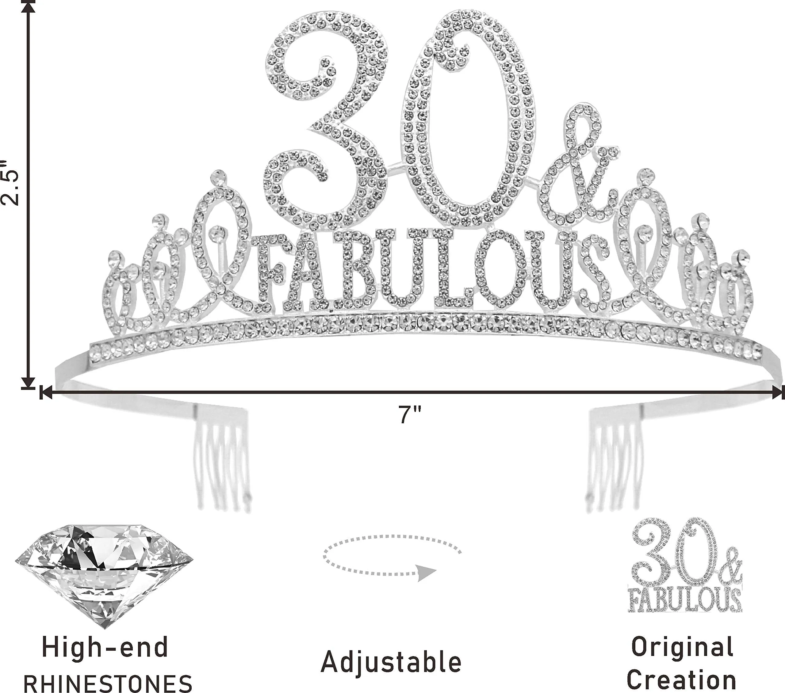 30th Birthday Gifts for Women,30th Birthday Tiara Silver,30 Birthday,30 Crown,30 Birthday