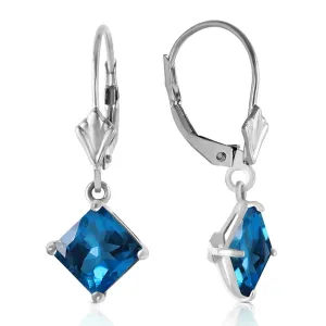 3.2 Carat 14K Solid White Gold Victoire Blue Topaz Earrings