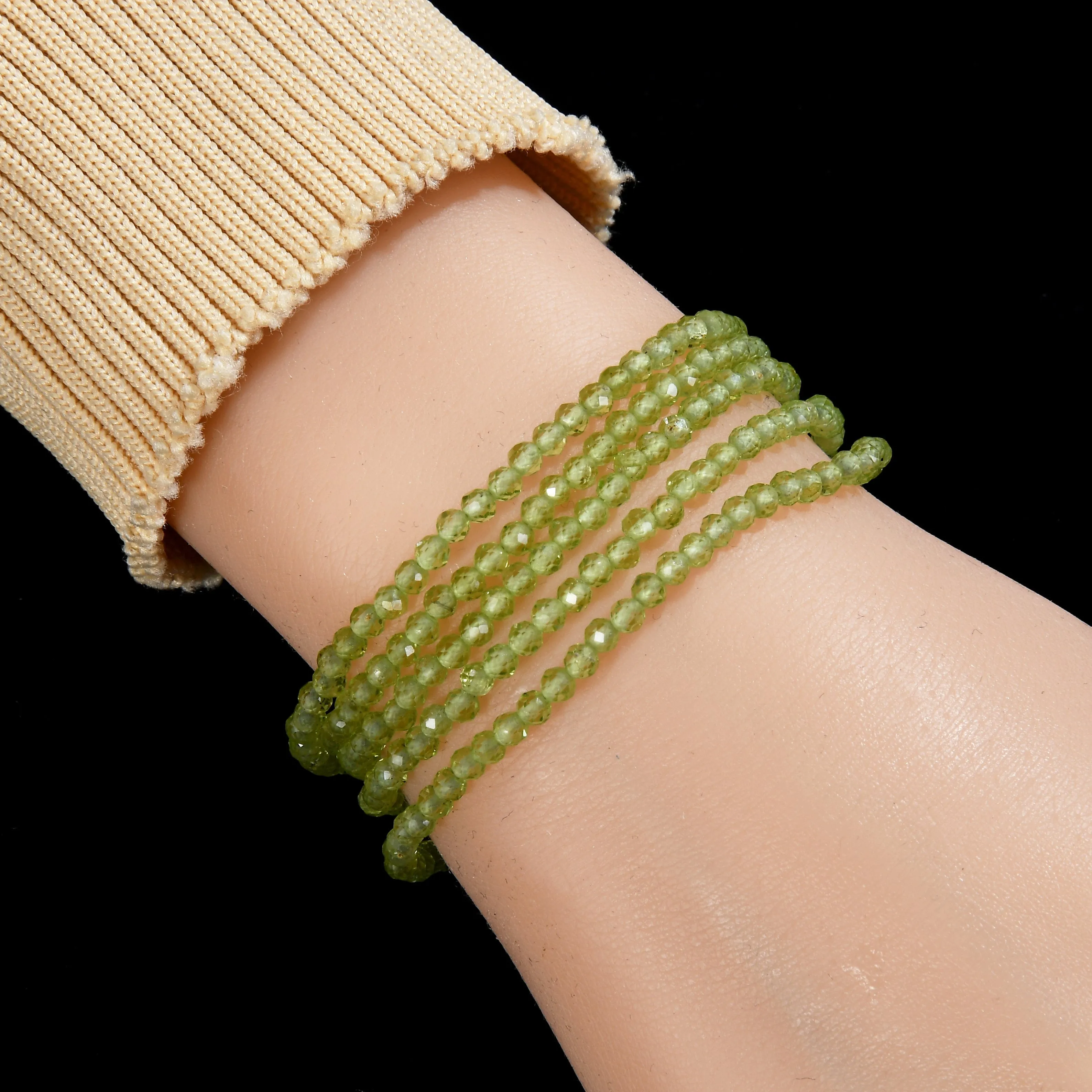 3mm Peridot Faceted 31" Necklace / Multi Wrap Bracelet