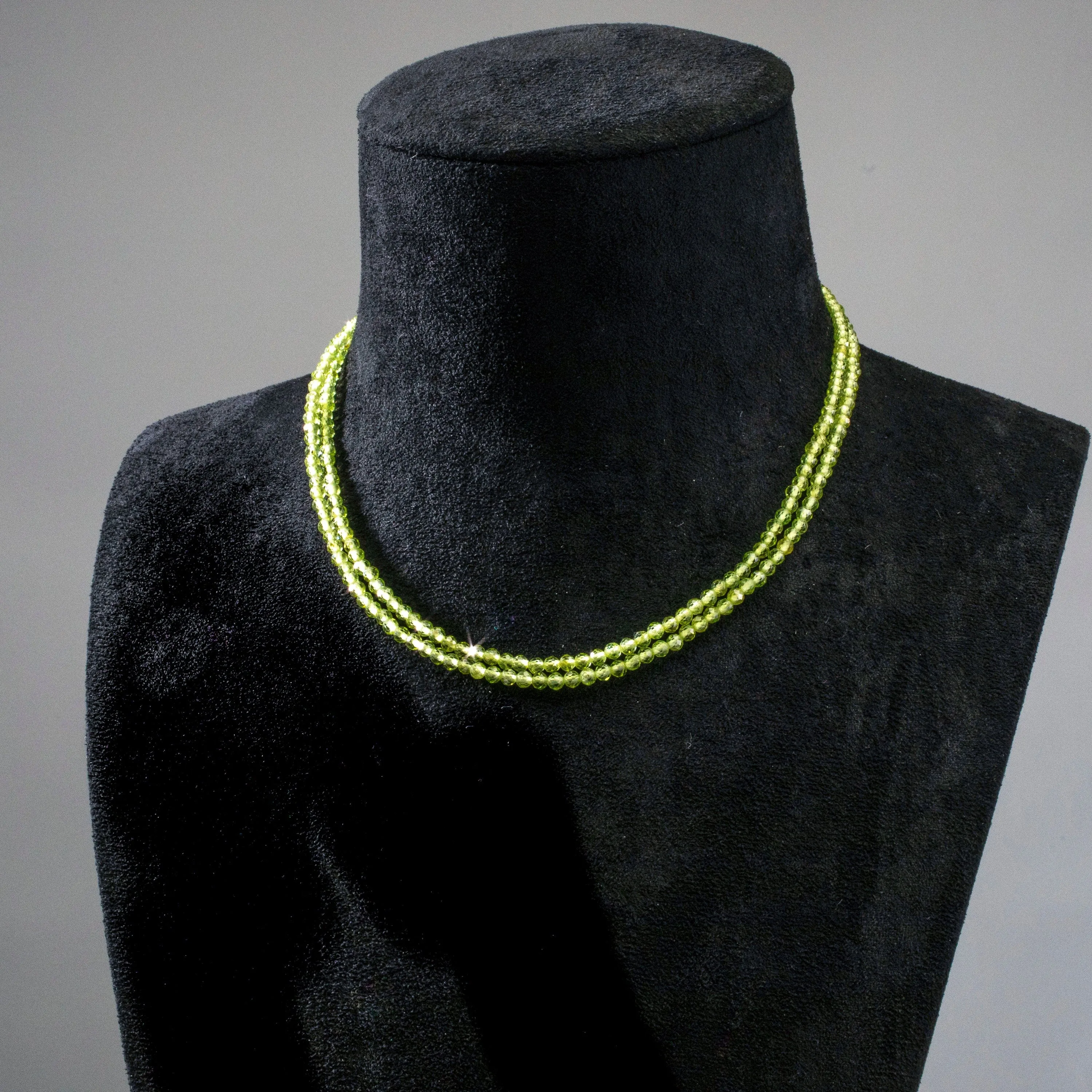 3mm Peridot Faceted 31" Necklace / Multi Wrap Bracelet