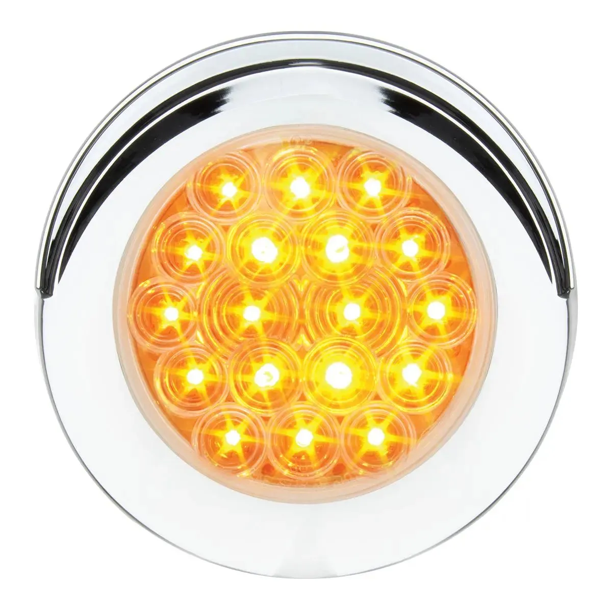 4" FLEET AMBER/CLEAR 18 LED FLANGE MT. W/VISOR BEZEL, 3PRONG