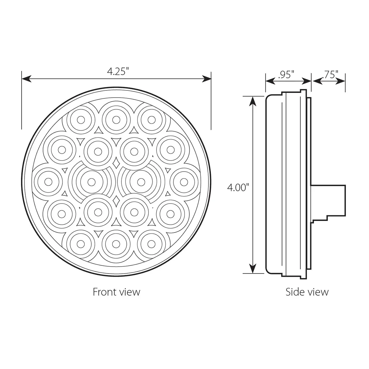 4" FLEET AMBER/CLEAR 18 LED LIGHT W/ GROMMET & PIGTAIL