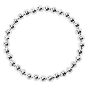 6mm Silver Bead Bracelet