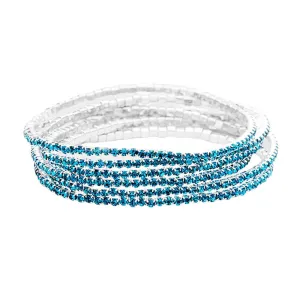 6PCS - Rhinestone Multi Layered Stretch Evening Bracelets