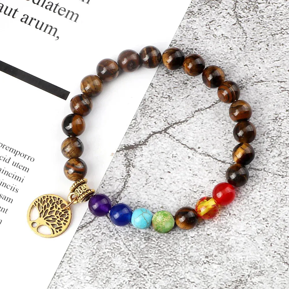 7 Chakra Protection Bracelet With Tiger Eye