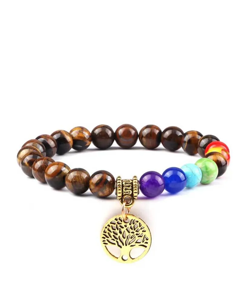 7 Chakra Protection Bracelet With Tiger Eye